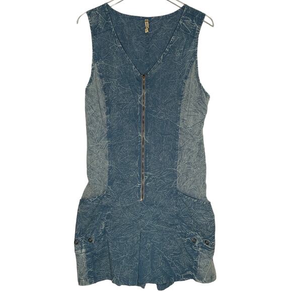 XCVI L Womens Digby Romper Playsuit Blue Stone Wash Chambray Comfort Boho - Picture 2 of 12